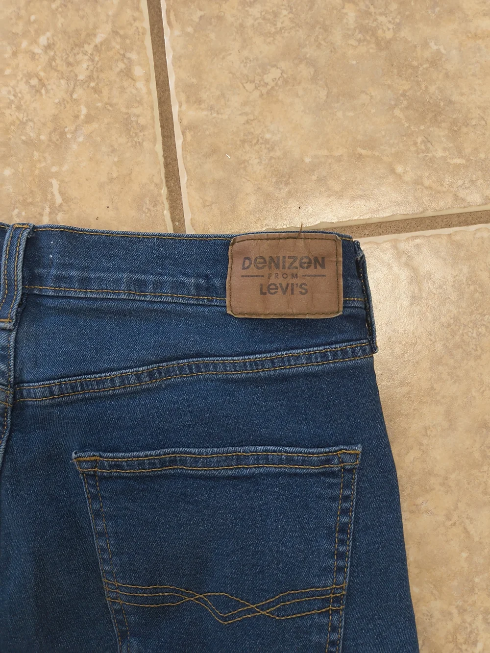 Denizen from Levi's Slim Straight Medium Blue Jeans with Yellow Stitching